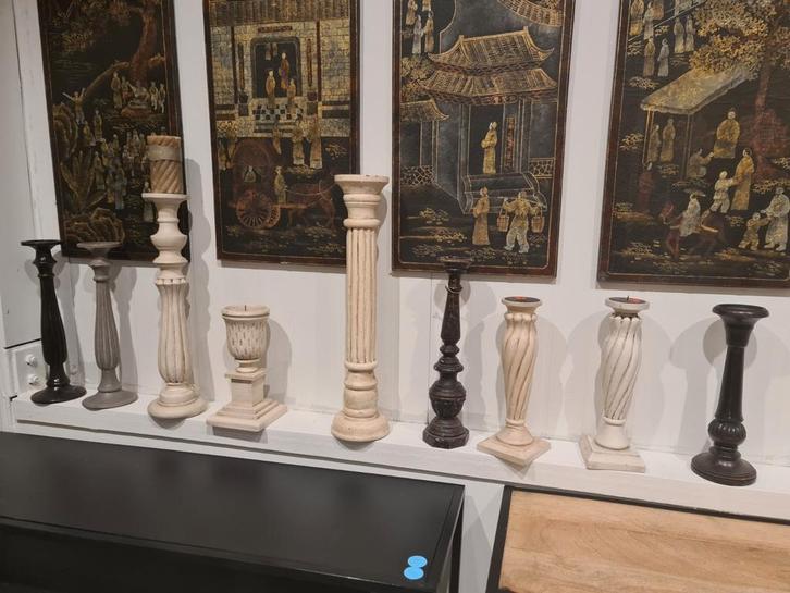 New Baroque houten kaarsenkandelaars in verschillende maten, Huis en Inrichting, Woonaccessoires | Kandelaars en Kaarsen, Nieuw