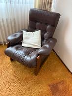 Vintage Leren Fauteuil, Ophalen of Verzenden, Gebruikt, Hout, 75 tot 100 cm