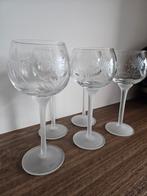 5 vintage, art deco,  Frosted twist stem  wijnglazen, Antiek en Kunst, Antiek | Glas en Kristal, Ophalen of Verzenden