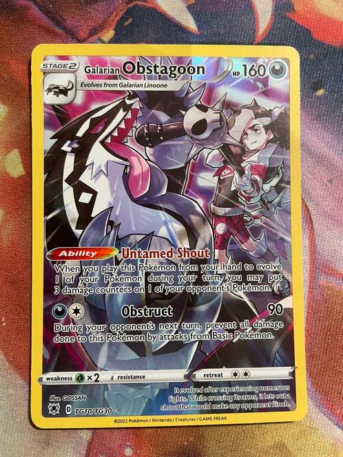 Pokemon Galarian OBSTAGOON Rare Holo TG10/TG30, Hobby en Vrije tijd, Verzamelkaartspellen | Pokémon, Zo goed als nieuw, Losse kaart