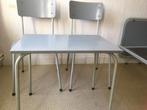 Vintage grijs gelakte stoelen + tafeltje !!!, Ophalen, Gebruikt, Twee, Vintage