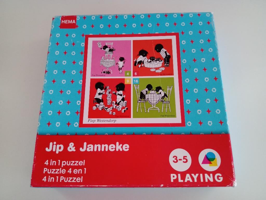 4 in 1 Puzzel van JIP & JANNEKE (Hema), Kinderen en Baby's, Speelgoed | Kinderpuzzels, Gebruikt, 4 tot 6 jaar, 10 tot 50 stukjes