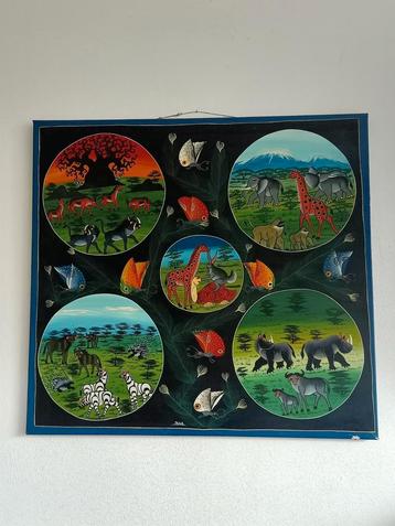 TingaTinga Afrikaans olieverfschilderij op canvas beschikbaar voor biedingen