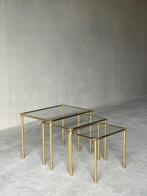 Vintage Italiaanse gouden bijzettafels, set van 3, Ophalen, 50 tot 100 cm, Rond, Zo goed als nieuw