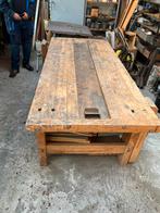 Grote Beukenhouten Werkbank met Bankschroef, Doe-het-zelf en Verbouw, Werkbanken, Ophalen, Gebruikt, 120 tot 170 cm, Bankschroef