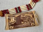 Native American halsketting van echt bone en leer., Ophalen of Verzenden, Zo goed als nieuw, Overige kleuren, Overige materialen