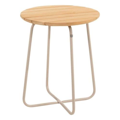 NIEUW: 4SO Verdi bijzettafel teak 45 cm. Ø (H 55) latte, Tuin en Terras, Tuintafels, Nieuw, Rond, Teakhout, Ophalen