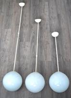 Unieke set ! 3 st XL schoollampen met opaline bol - 1930, Ophalen, Glas, Art-Deco, Gispen, Bauhaus, Berlage, antiek, 75 cm of meer