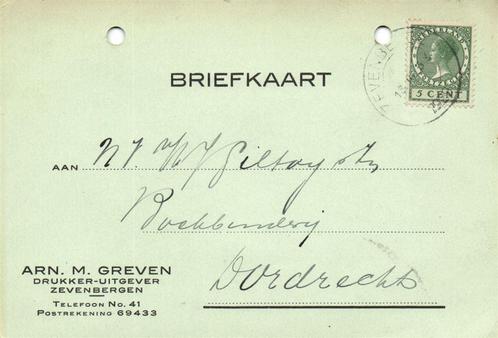 Arn. M. Greven, Zevenbergen - 03.1929 - briefkaart, Postzegels en Munten, Brieven en Enveloppen | Nederland, Briefkaart, Ophalen of Verzenden