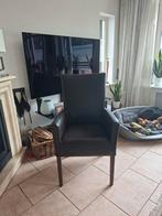 Lloyd Loom Leren Eetkamerstoel Riet Achterkant, Huis en Inrichting, Stoelen, Ophalen, Riet of Rotan, Bruin, Klassiek