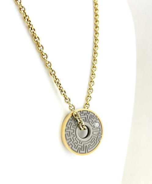 Meister Design 18 K Gouden Anker Collier Hanger 0.07 Diamant, Sieraden, Tassen en Uiterlijk, Kettingen, Zo goed als nieuw, Goud