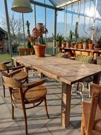 Robuuste brocante houten eettafel, Huis en Inrichting, Tafels | Eettafels, Ophalen, Gebruikt, 100 tot 150 cm, 200 cm of meer