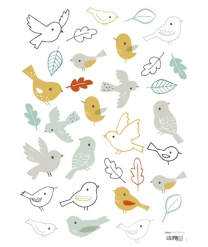 Muursticker Sticker Vrolijke Vogeltjes Lilipinso, Kinderen en Baby's, Kinderkamer | Inrichting en Decoratie, Nieuw, Wanddecoratie