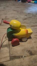 Houten trek eendje vintage, Kinderen en Baby's, Ophalen of Verzenden, Gebruikt, Duw- of Trekspeelgoed