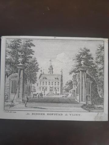 070 / Ridderhofstad De Vliet Kopergravure 1773 weinig marge beschikbaar voor biedingen