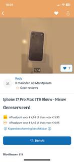 iPhone 17 Pro Max 1TB 2TB - let op neppers in omloop!, Telecommunicatie, Mobiele telefoons | Apple iPhone, Ophalen, Blauw, 1 TB