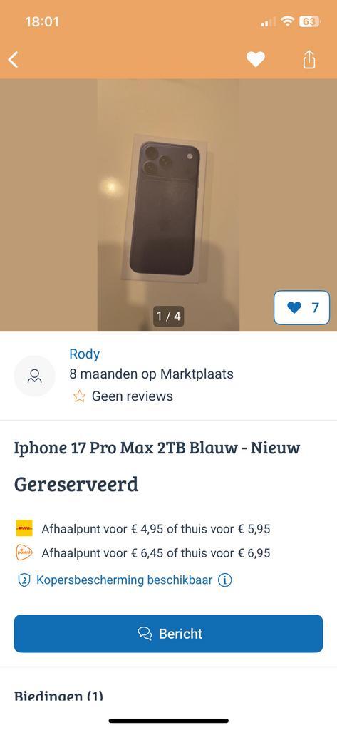 iPhone 17 Pro Max 1TB 2TB - let op neppers in omloop!, Telecommunicatie, Mobiele telefoons | Apple iPhone, Nieuw, 1 TB, iPhone 16 Pro Max