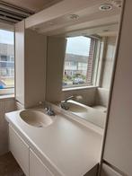 Badkamermeubel - Wastafel met kast en spiegel, Huis en Inrichting, Badkamer | Badkamermeubels, Gebruikt, Minder dan 100 cm, Wastafelkast