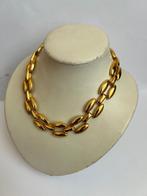 goudkleurige tank track schakel ketting choker grote schakel, Ophalen of Verzenden, Zo goed als nieuw, Goud, Overige materialen