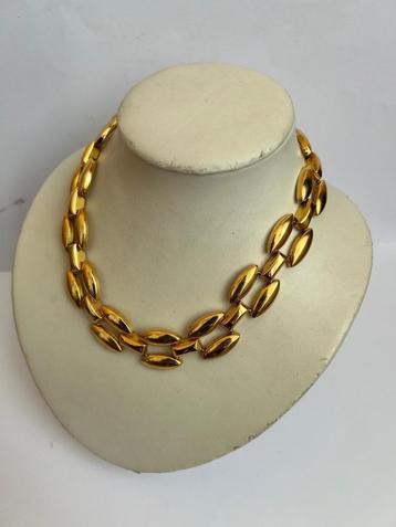goudkleurige tank track schakel ketting choker grote schakel beschikbaar voor biedingen