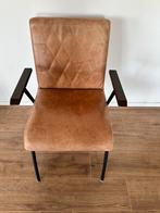 4 leren eetkamerstoelen, Huis en Inrichting, Stoelen, Ophalen, Metaal, Stoer, Bruin