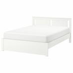 IKEA SONGESAND Bed frame with mattress, white, 140x200 cm, Huis en Inrichting, Slaapkamer | Bedden, Ophalen, Gebruikt, Wit, 140 cm