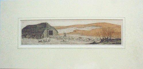 Tjeerd Bottema.1884-1978."Naar de Kooi". Nieuwstaat., Antiek en Kunst, Kunst | Etsen en Gravures, Ophalen