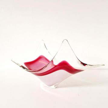 Vintage Murano schaal roze glazen schaal  beschikbaar voor biedingen