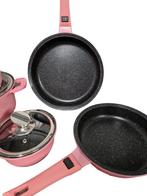 Roze pannenset NIEUW in doos kwaliteit anti aanbak, Huis en Inrichting, Keuken | Potten en Pannen, Keramische plaat, Pannenset