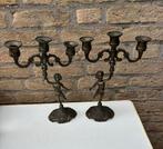 2x messing kaarsen standaards voor ieder 3 kaarsen, Gebruikt, Brons of Koper, Ophalen of Verzenden, Kandelaar