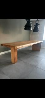 Eiken boomstamtafel blad uit 1 stuk, Ophalen, 200 cm of meer, 50 tot 100 cm, Zo goed als nieuw