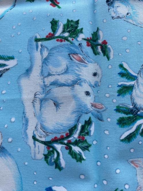 Lapje vintage quiltkatoen dieren in sneeuw, Hobby en Vrije tijd, Stoffen en Lappen, Nieuw, Katoen, 30 tot 120 cm, 30 tot 200 cm