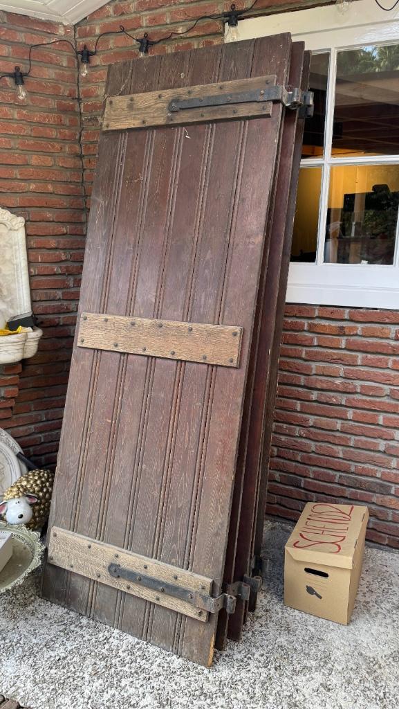 Jaren '30 raamluiken, 20 stuks incl scharnieren, Doe-het-zelf en Verbouw, Deuren en Horren, Gebruikt, Buitendeur, 200 tot 215 cm