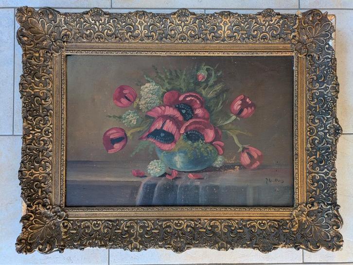 Tk antiek gesigneerd schilderij op paneel, exclusieve lijst., Antiek en Kunst, Kunst | Schilderijen | Klassiek, Ophalen