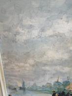 OUD OLIEVERF OP PANEEL 75X63 CM HAVENGEZICHT HOORN TOPSTAAT, Antiek en Kunst, Kunst | Schilderijen | Klassiek, Ophalen of Verzenden