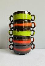 Vintage soepkommen fat lava bruin groen oranje sixties retro, Ophalen of Verzenden