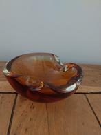 glaskunst asbak/ schaaltje amberkleur met sommerso efect, Ophalen of Verzenden