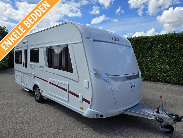 LMC Musica 470 E Voortent Mover Fietsendrager TOPSTAAT, Caravans en Kamperen, Caravans, Bedrijf, tot en met 4, 1250 - 1500 kg