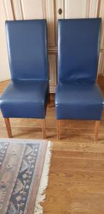 Leren eetkamer stoelen, Huis en Inrichting, Stoelen, Ophalen, Rok model, Gebruikt, Blauw