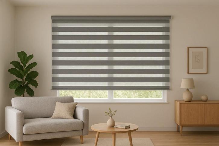 Duo rolgordijn grijs 2.20 x 1.80, Huis en Inrichting, Stoffering | Gordijnen en Lamellen, Zo goed als nieuw, 150 tot 200 cm, Grijs