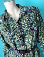 Vintage jaren 80 chique jurk groen/paars maat 46, Verzenden, Maat 46/48 (XL) of groter, Vintage, Knielengte
