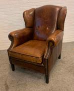 Fauteuil bruin schapen lederen Chesterfield oor fauteuil, Huis en Inrichting, Fauteuils, Ophalen of Verzenden