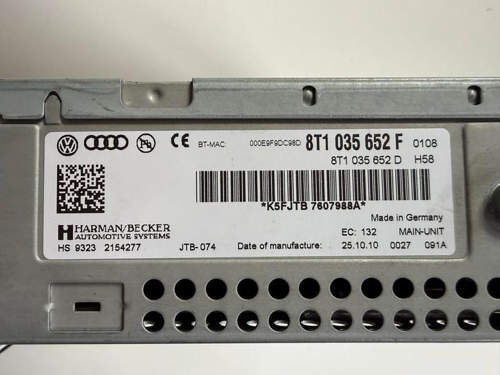 Audi MMI Head Unit 8T1 035 652 F - Harman/Becker, Auto-onderdelen, Dashboard en Schakelaars, Audi, Gebruikt, Ophalen of Verzenden