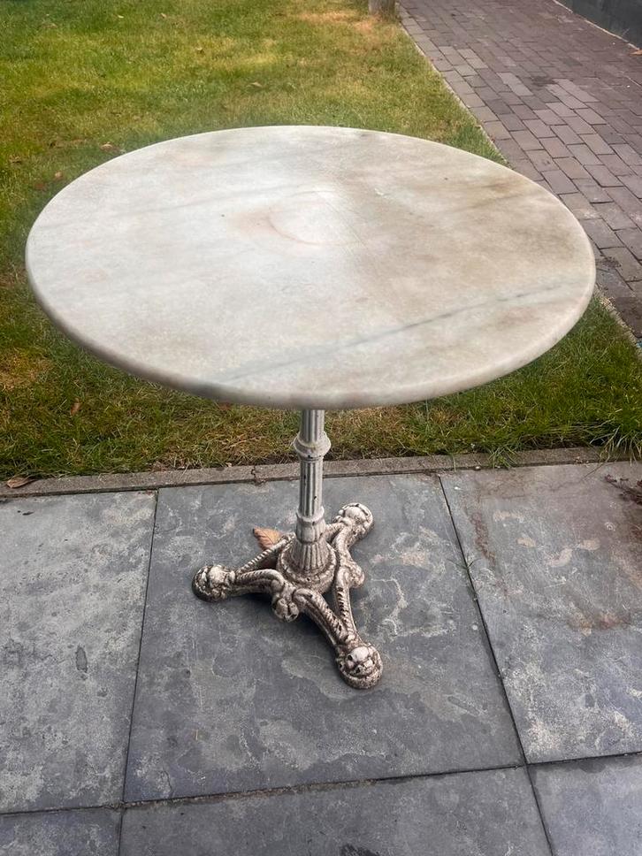 Ronde bijzettafel, marmeren blad, Huis en Inrichting, Tafels | Bijzettafels, Zo goed als nieuw, Rond, 60 cm of meer, 55 tot 75 cm