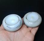 2 vintage marmeren waxinehouders jaren 70 natuursteen stenen, Ophalen of Verzenden