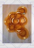 10 nette Vintage Raster-/gevlochten borden Amber 19 cm, Ophalen of Verzenden, Bord(en), Overige stijlen, Glas