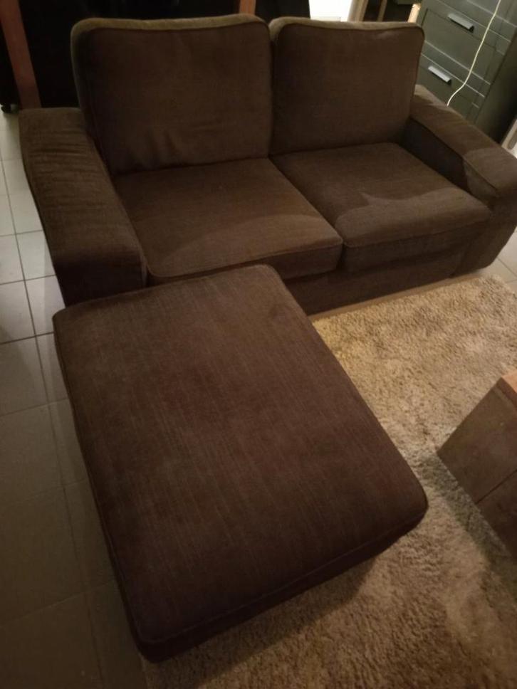 Bank met voetenbank en opbergruimte, Huis en Inrichting, Banken | Bankstellen, Gebruikt, Rechte bank, Tweepersoons, 150 tot 200 cm