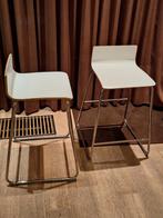 Ikea Sebastian barkruk 2x wit, Ophalen, Gebruikt, Met voetsteun, 60 tot 90 cm