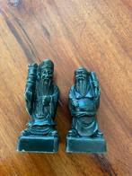 2 Chinese beeldjes donkergroen steen, Ophalen of Verzenden