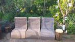 vintage grijsblauwe ROTAN STOELEN 3 stuks, Ophalen, Gebruikt, 75 tot 100 cm, Riet of Rotan